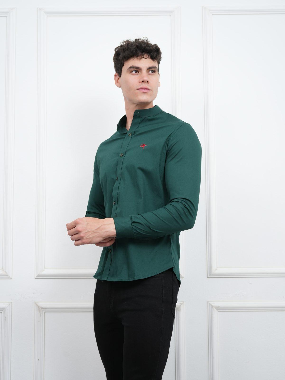 Camisa cuello Nerú verde botella