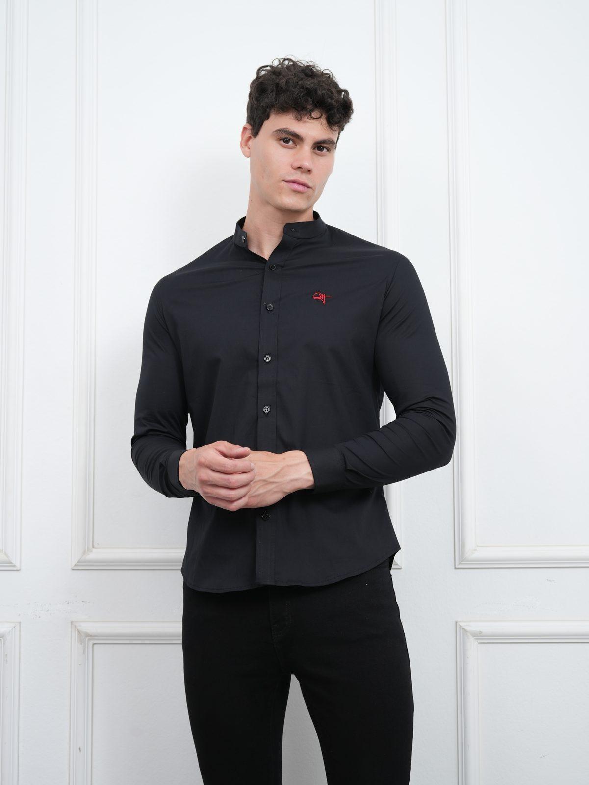 Camisa cuello Nerú negra