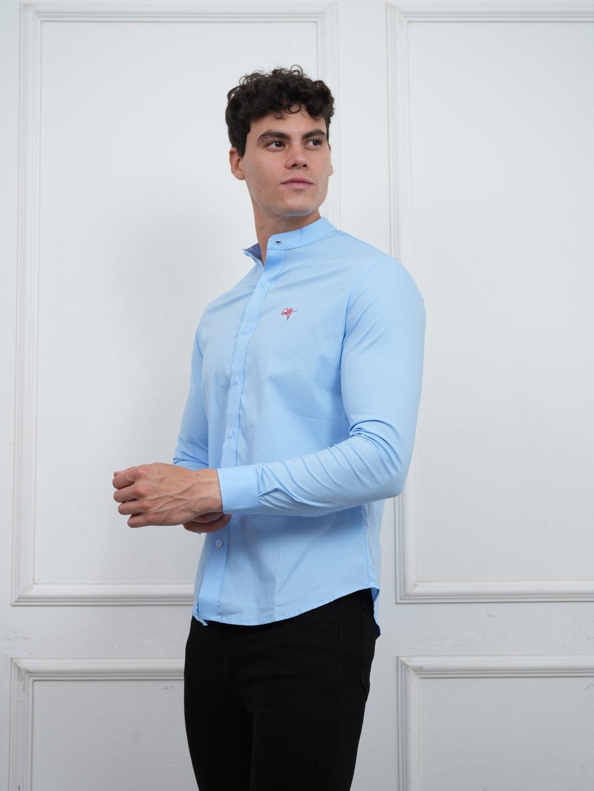 Camisa cuello Nerú celeste