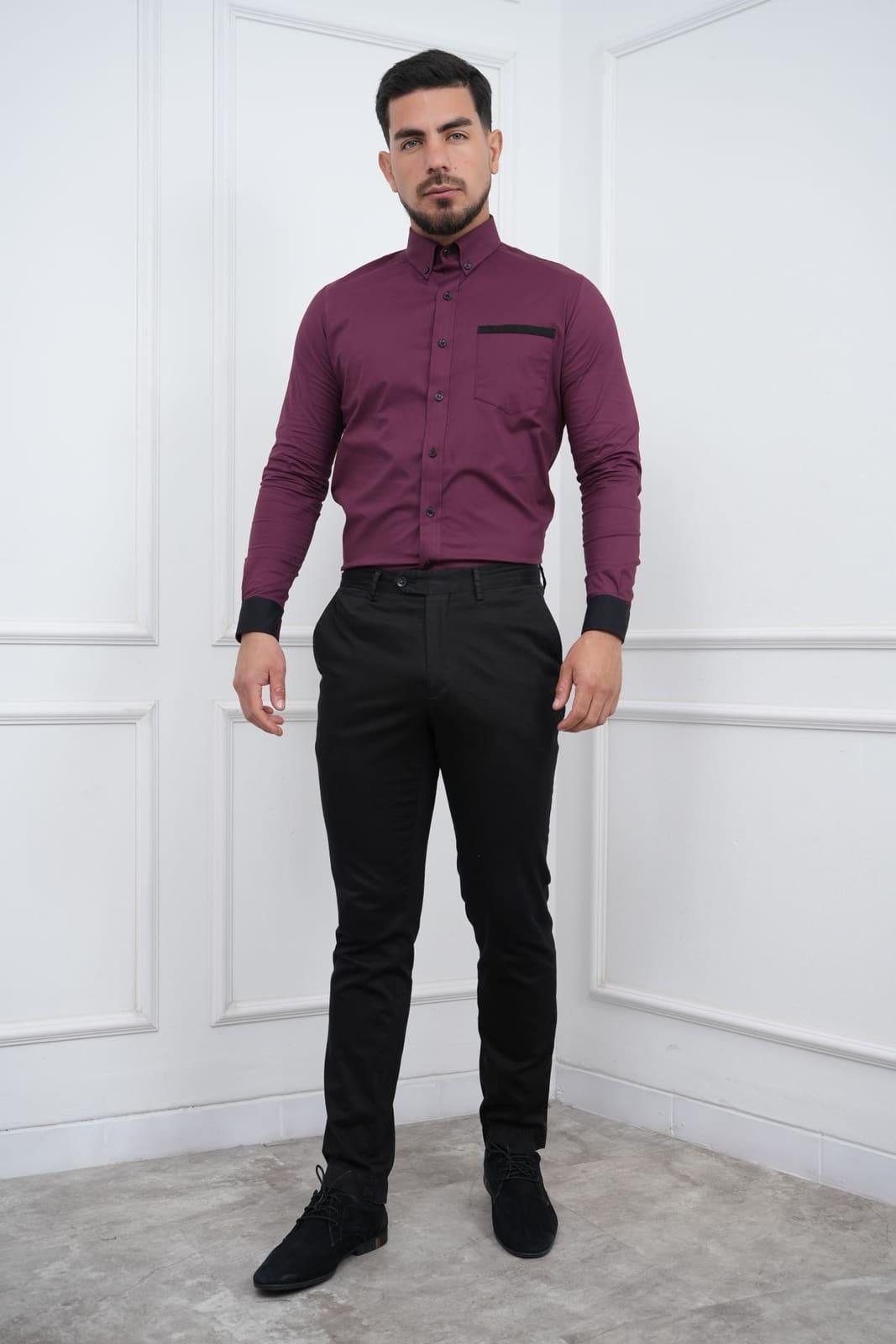 Camisa Doble Estilo color Vino · foto 5