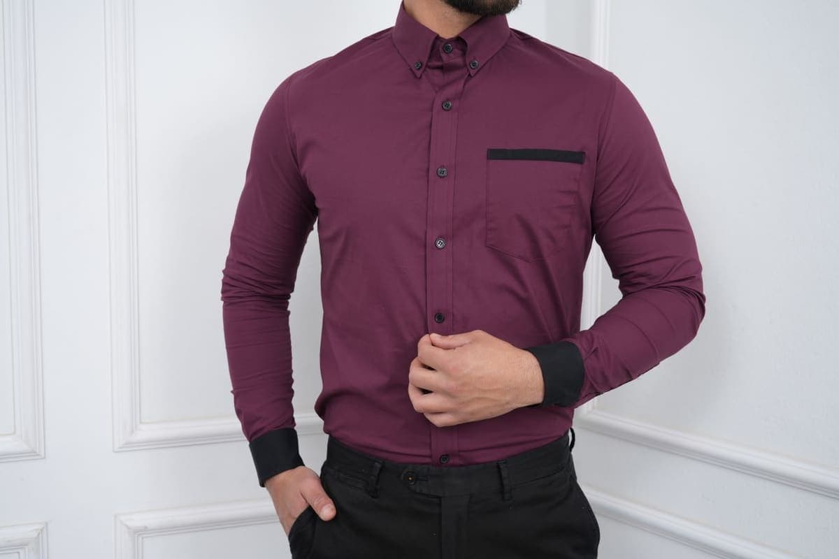 Camisa Doble Estilo color Vino · foto 6