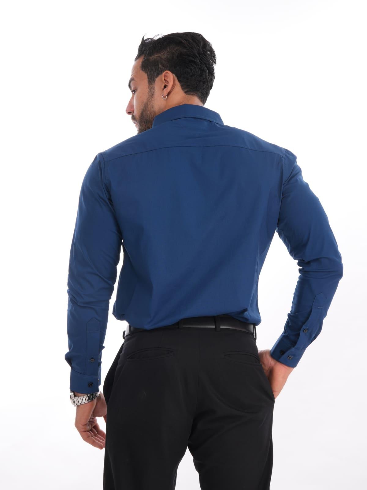 Camisa color entero color Azul acero · foto 3