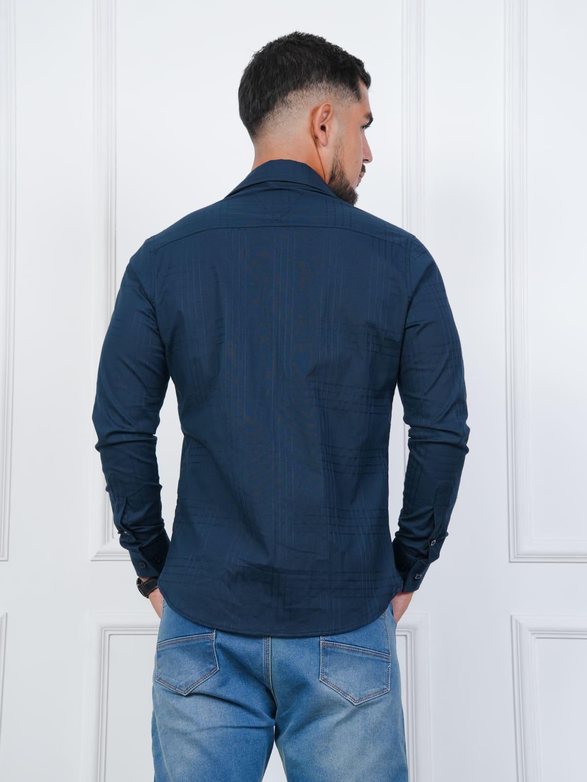 Camisa rayas tonales color Azul marino · foto 3